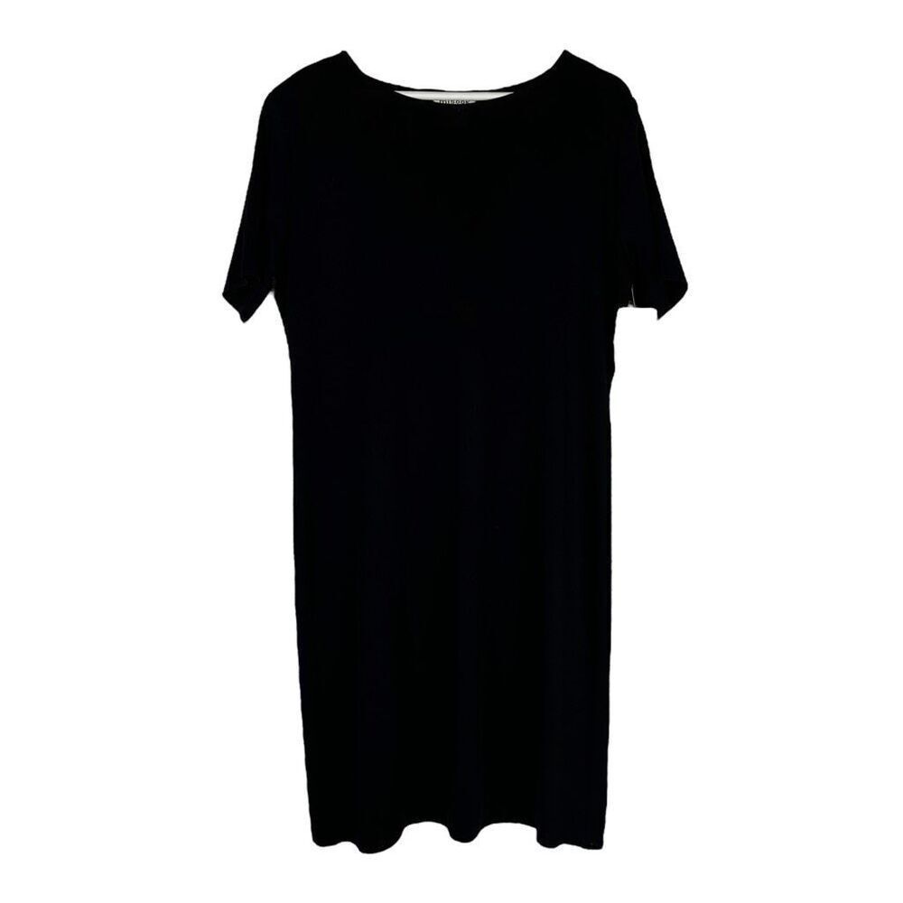Misook Black Short Sleeve Shift Dress Size Large